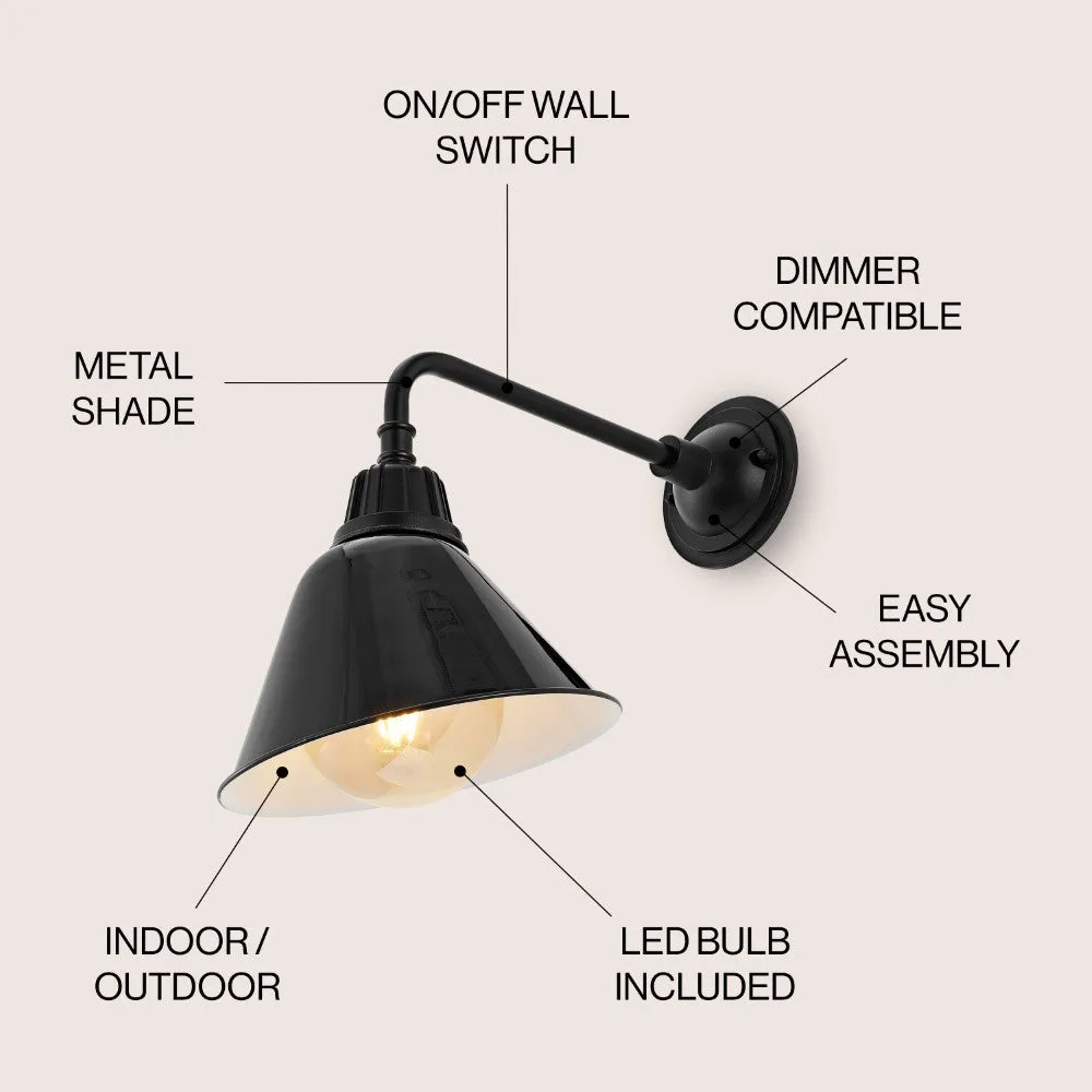 GOALPLUS 9.63"  Farmhouse Industrial Indoor/Outdoor Iron LED Gooseneck Arm Outdoor Sconce