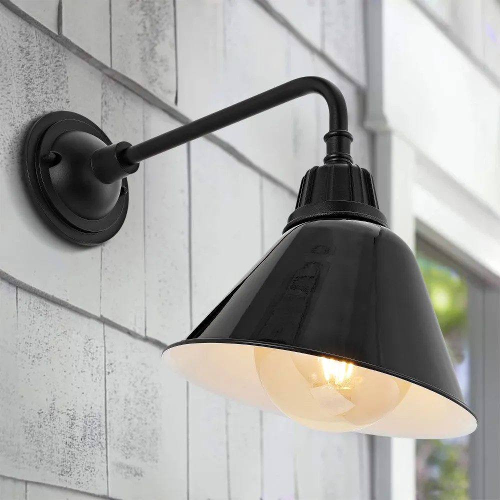 GOALPLUS 9.63"  Farmhouse Industrial Indoor/Outdoor Iron LED Gooseneck Arm Outdoor Sconce