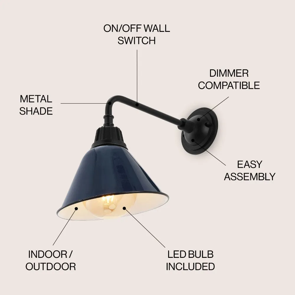 GOALPLUS 9.63"  Farmhouse Industrial Indoor/Outdoor Iron LED Gooseneck Arm Outdoor Sconce