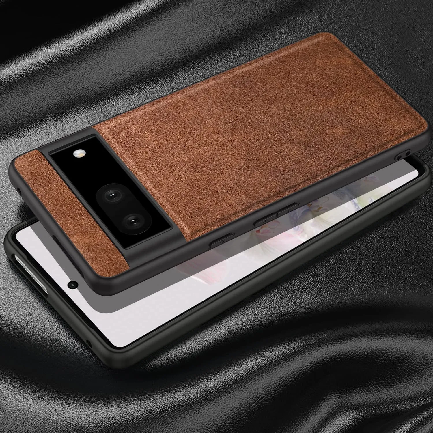 Google Pixel 7 5G Case, Premium Leather Soft Cover (6.3") Dark Brown