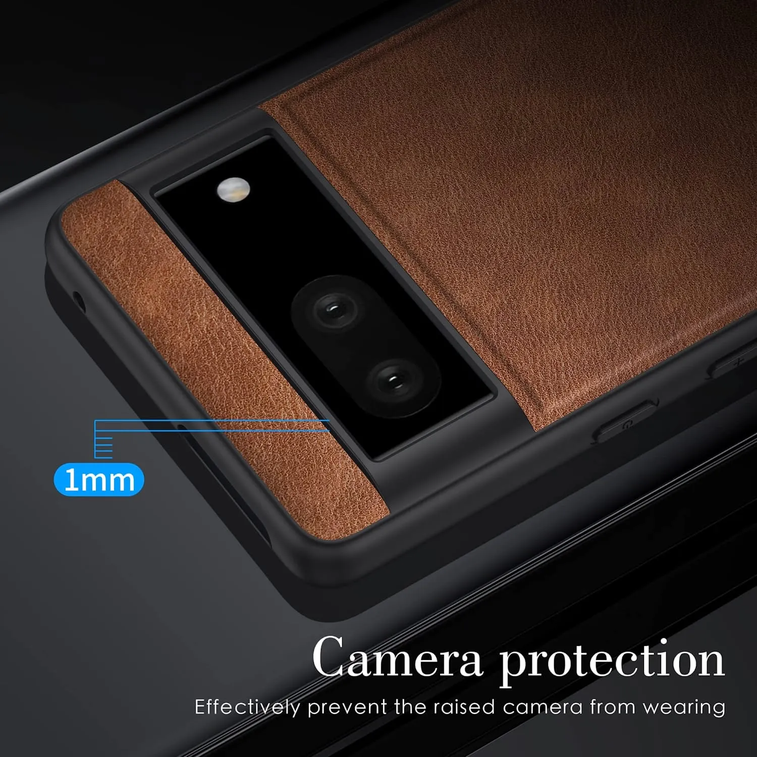 Google Pixel 7 5G Case, Premium Leather Soft Cover (6.3") Dark Brown