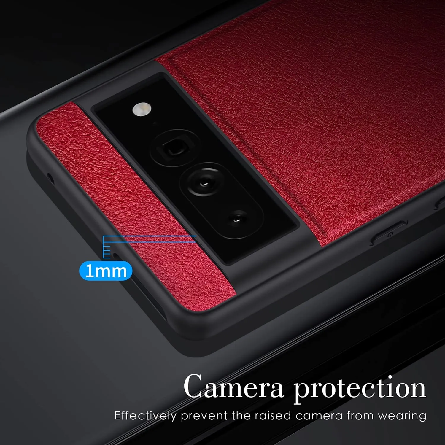 Google Pixel 7 Pro 5G Case, Premium Leather Soft Cover (6.7") Red