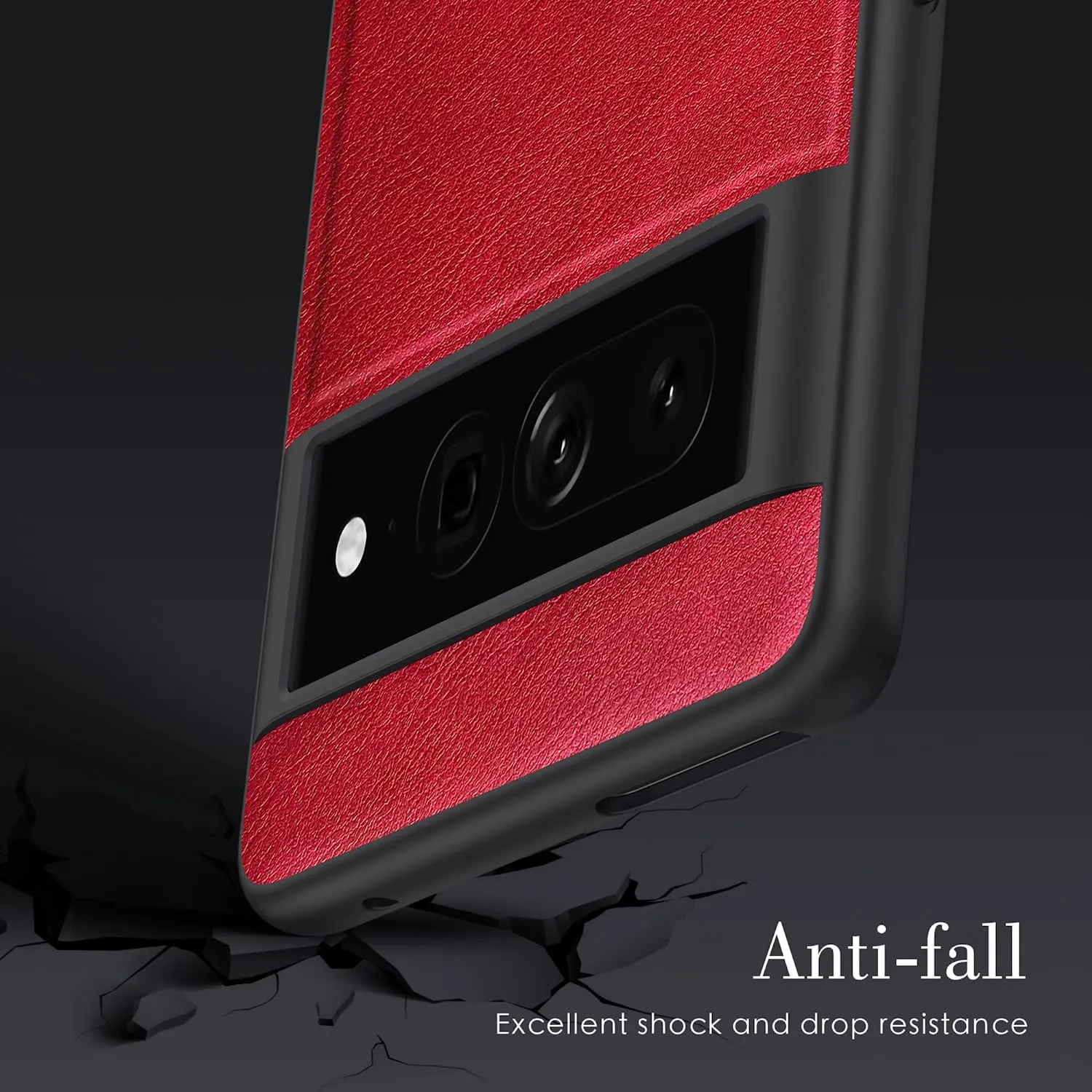 Google Pixel 7 Pro 5G Case, Premium Leather Soft Cover (6.7") Red