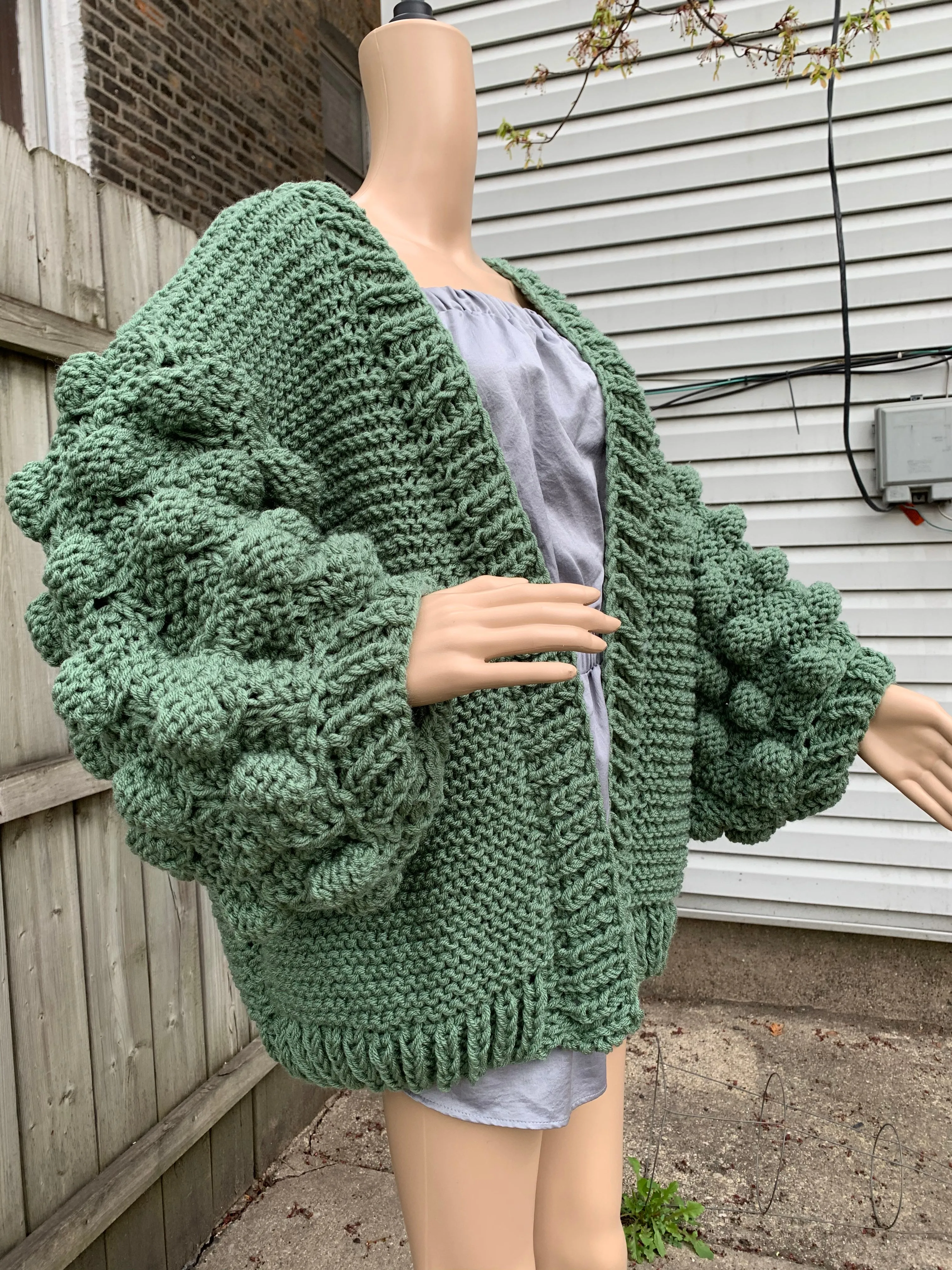 Hand Knit Bubble Cardigan