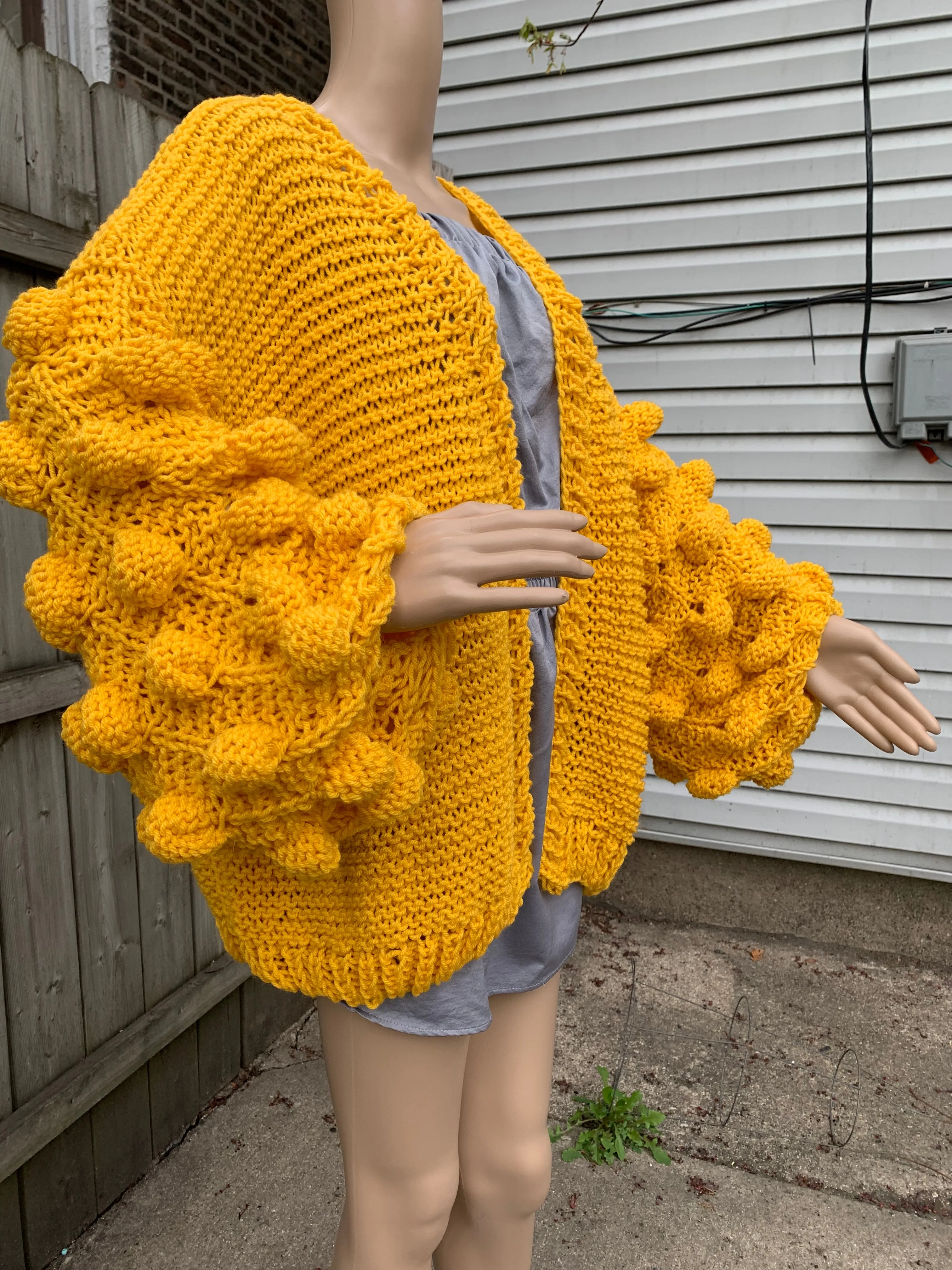 Hand Knit Bubble Cardigan