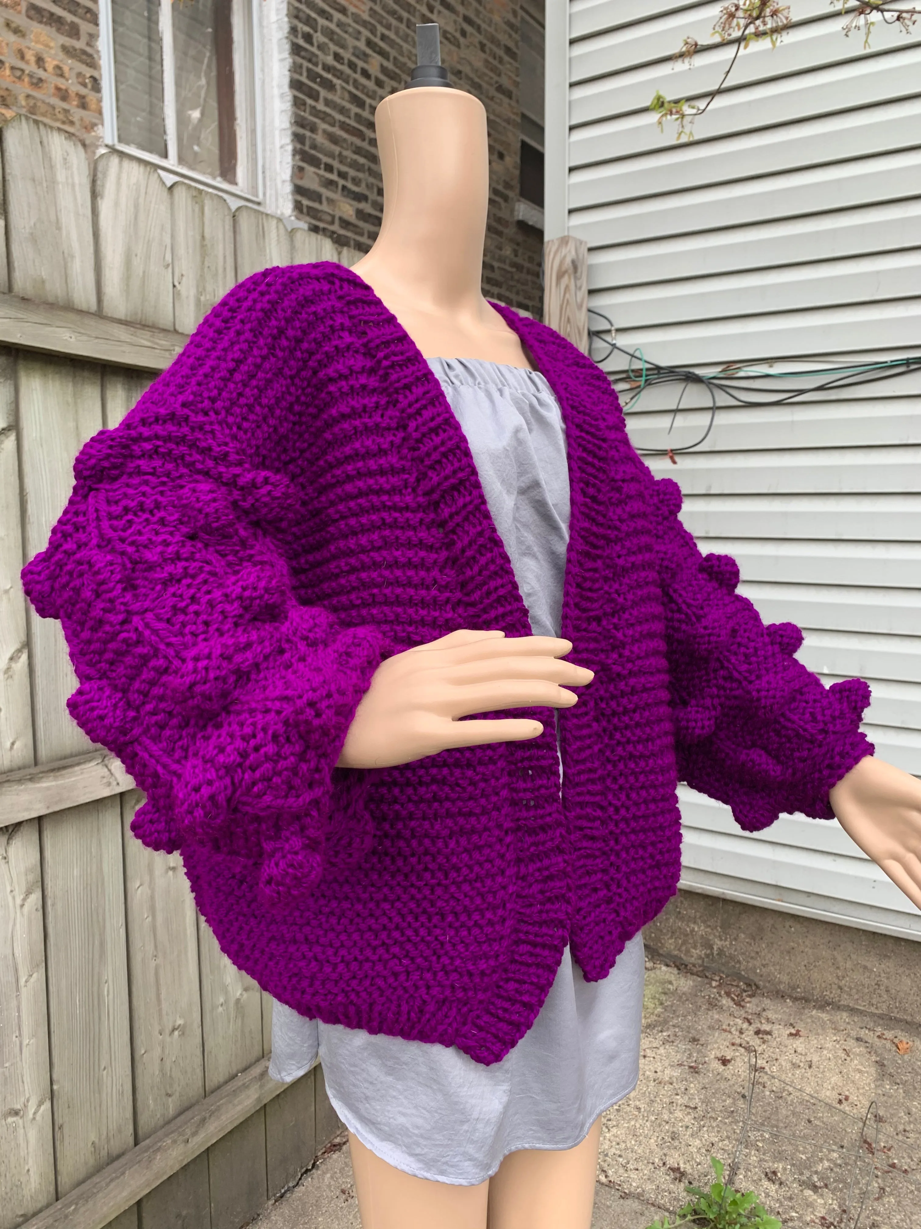 Hand Knit Bubble Cardigan