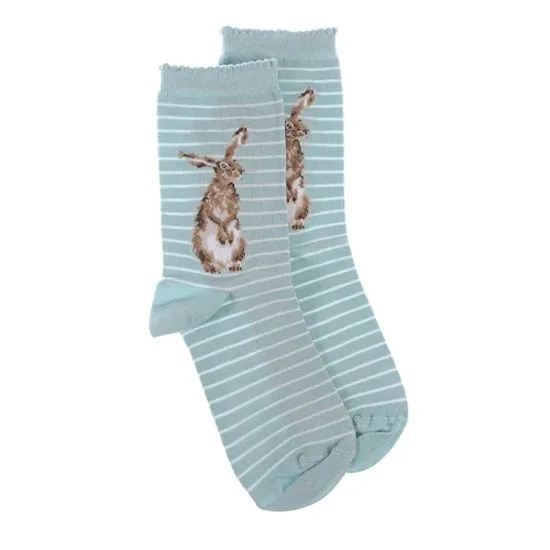 Hare (Aqua) Women's Bamboo Crew Socks