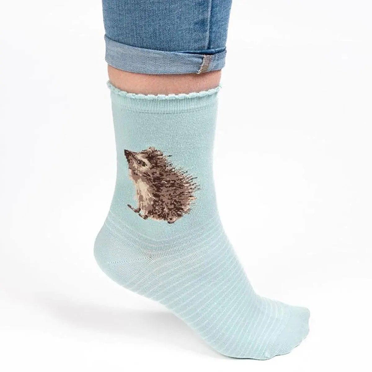 Hedgehugs (Aqua) Women's Bamboo Crew Socks