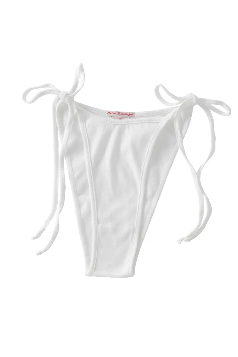 Hello Beautiful: Signature Tie Side Panty - White