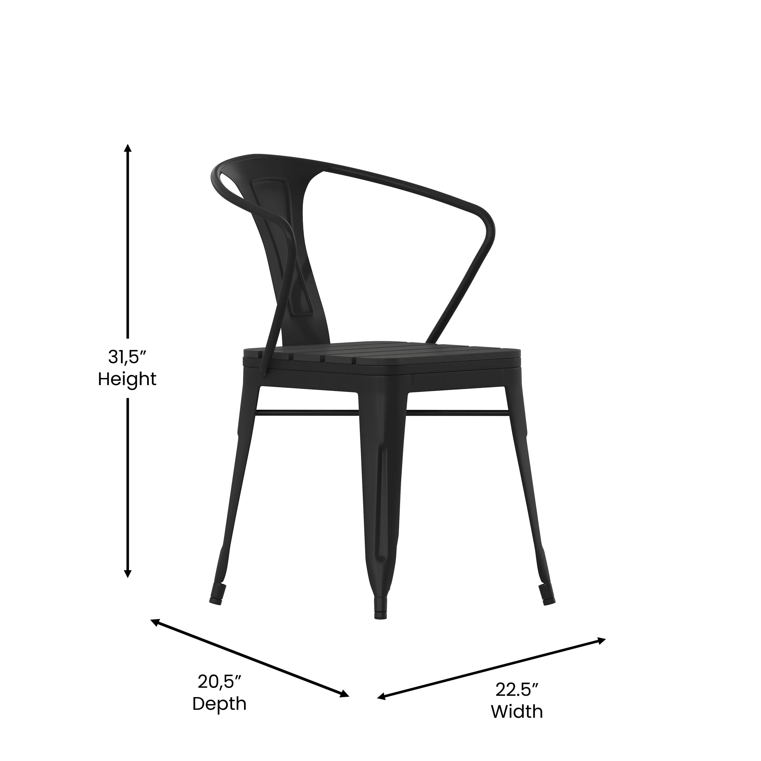 Helvey Commercial Indoor/Outdoor Stacking Arm Chair with Vertical Slat Back and Poly Resin Slatted Seat