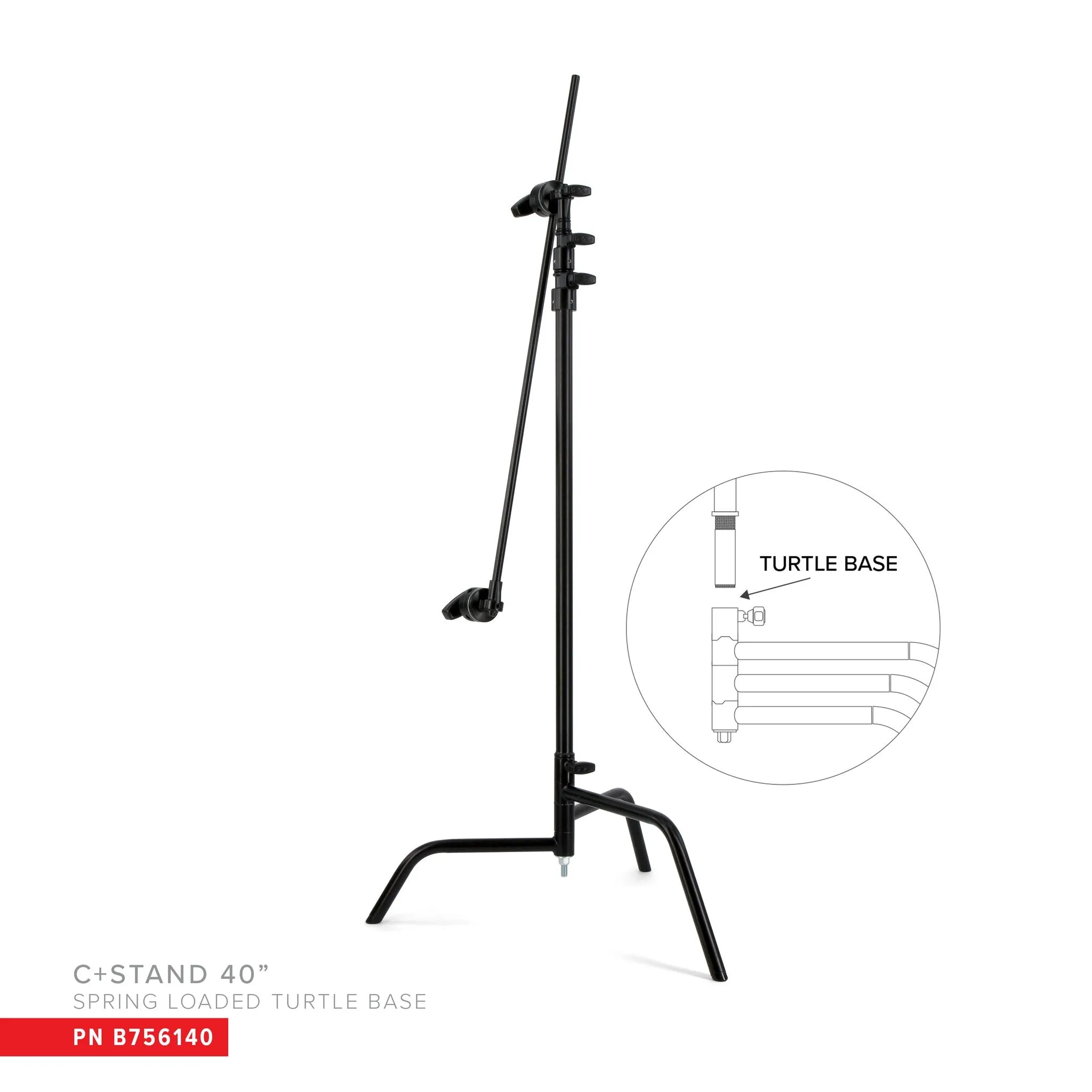 Hollywood BLACK 40" C  Stand Complete with 40" Riser, Turtle Base, Head and 40" Arm (3.2m)