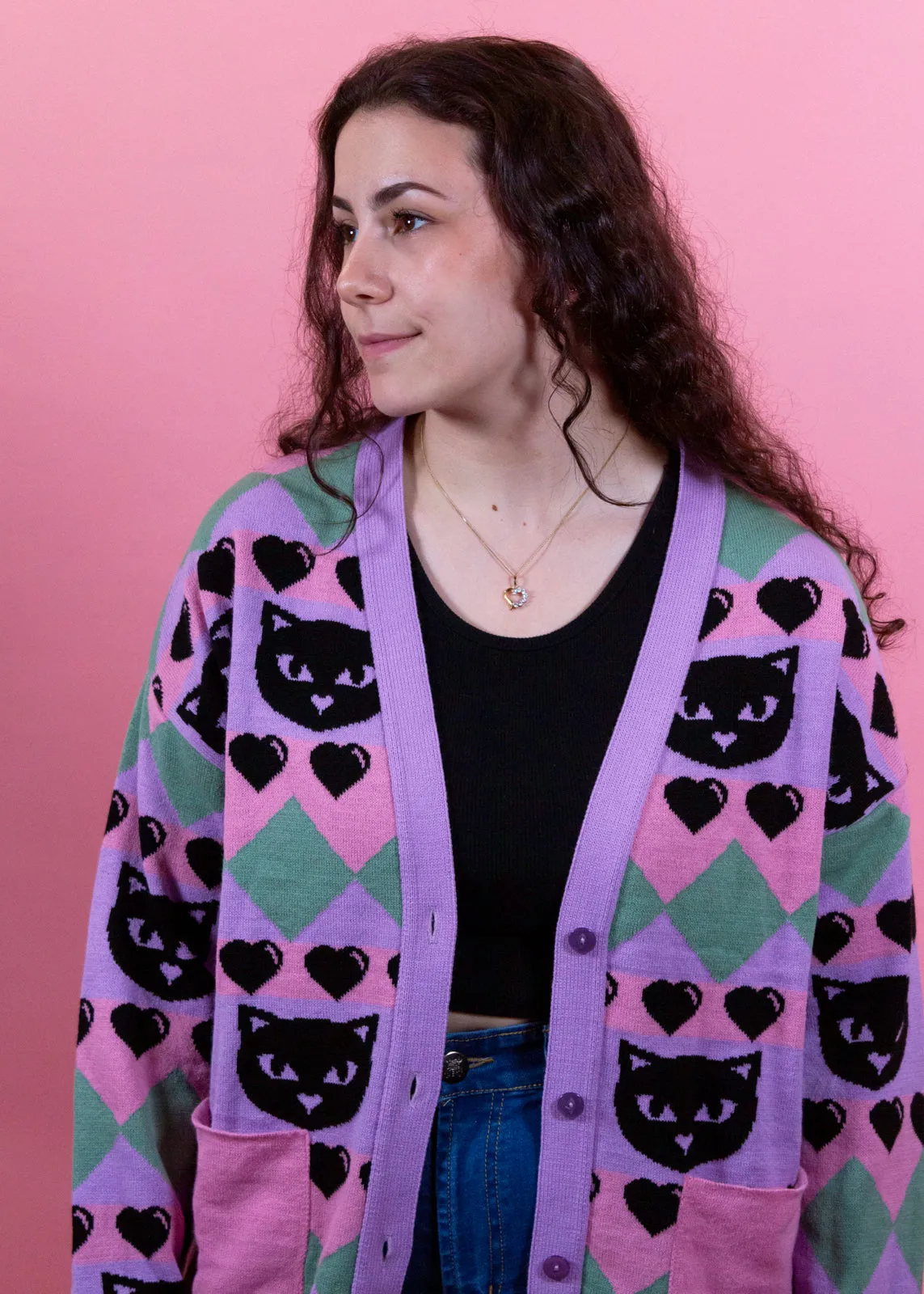 Home of Rainbows - Pastel Kitty Knit Cardigan