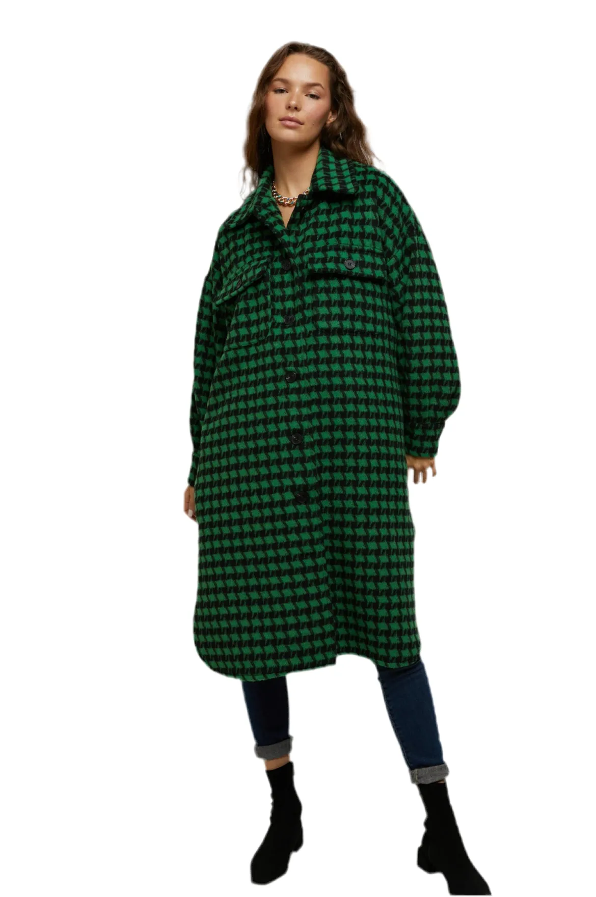 Houndstooth Button Down Me Jacket Women