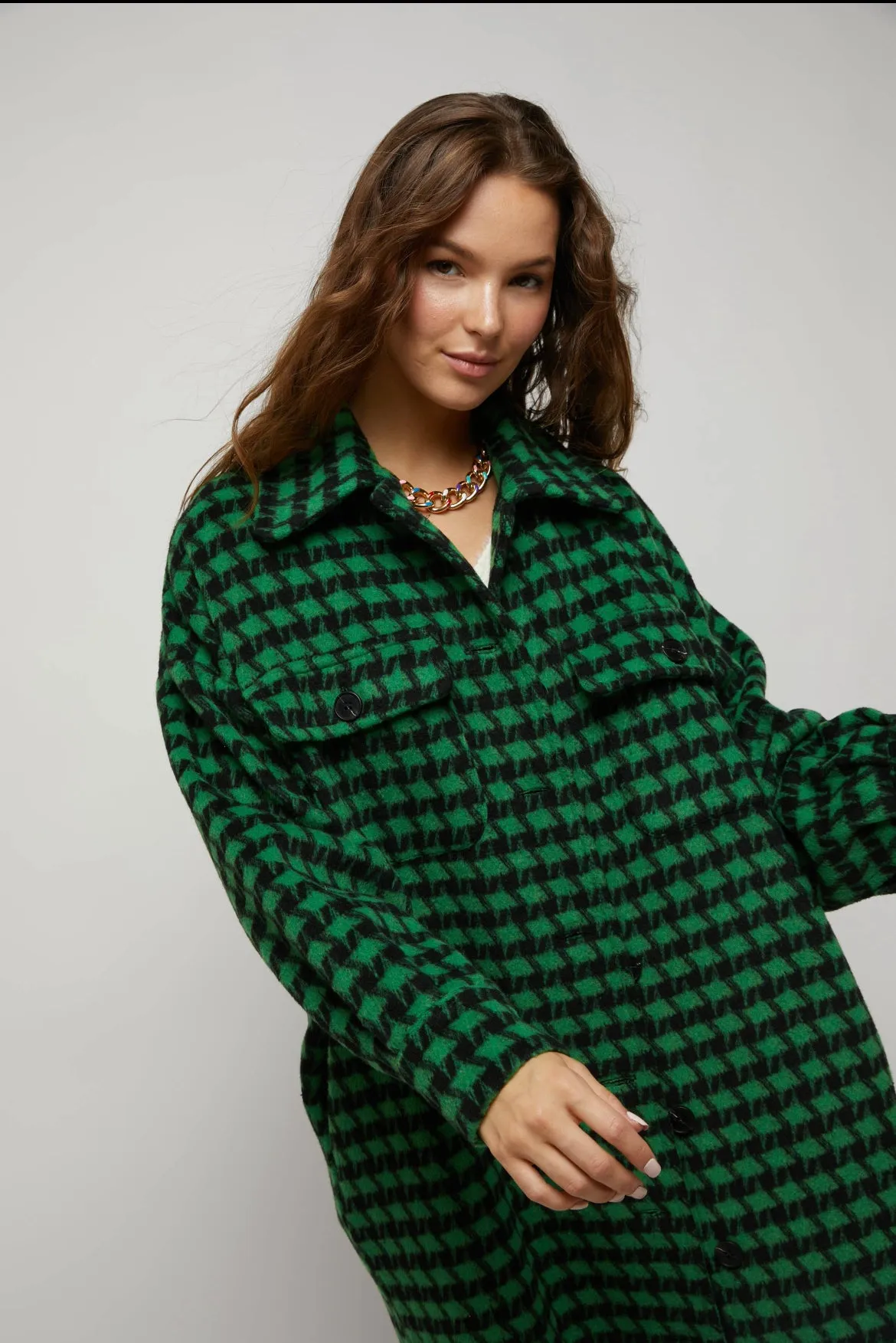 Houndstooth Button Down Me Jacket Women