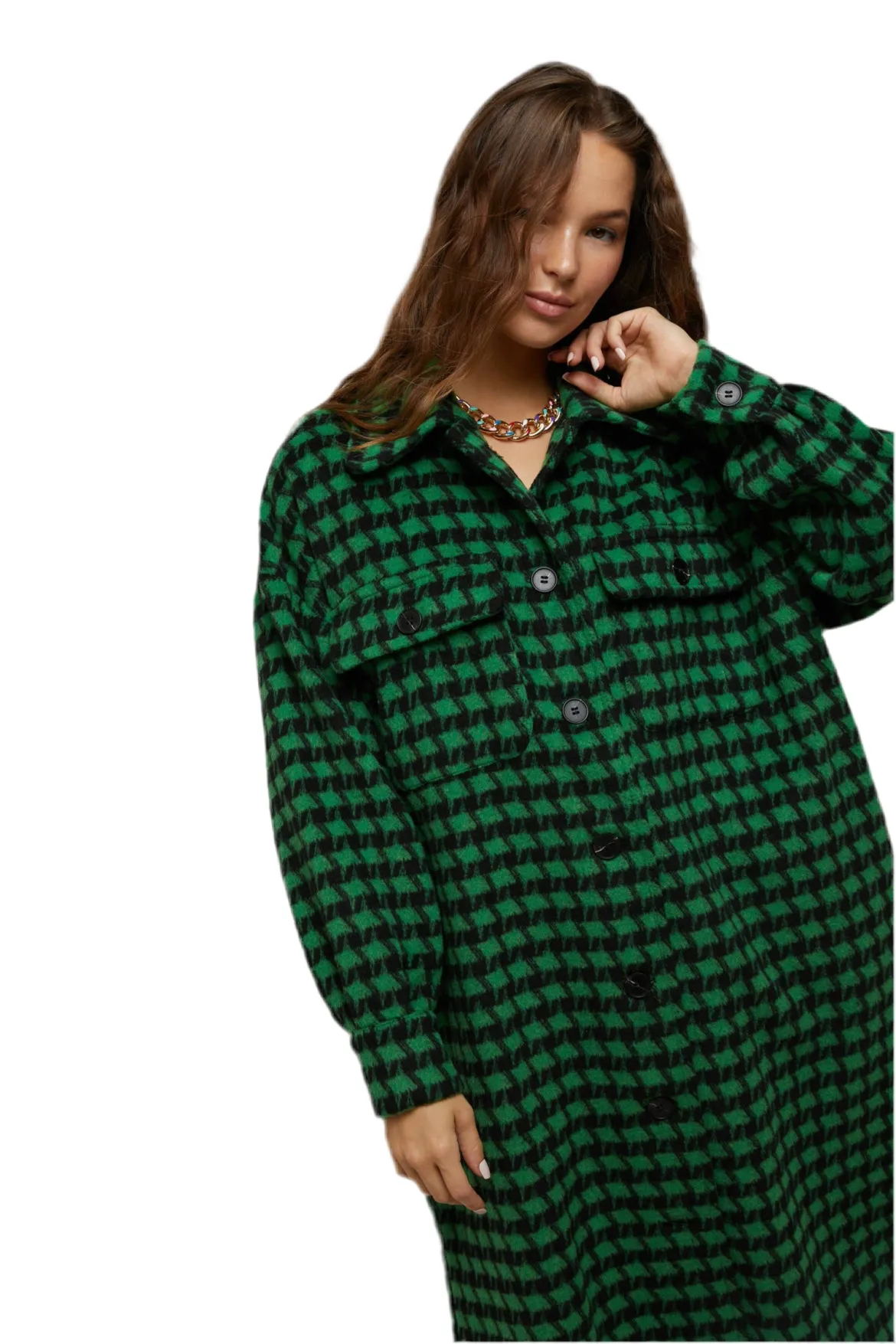 Houndstooth Button Down Me Jacket Women