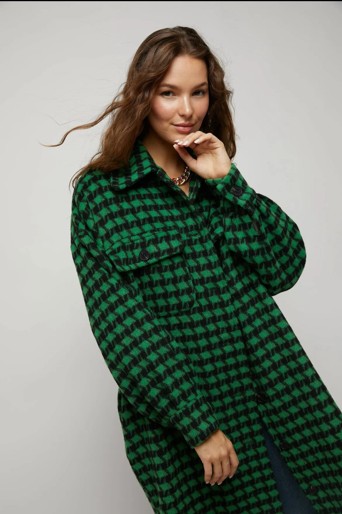 Houndstooth Button Down Me Jacket Women