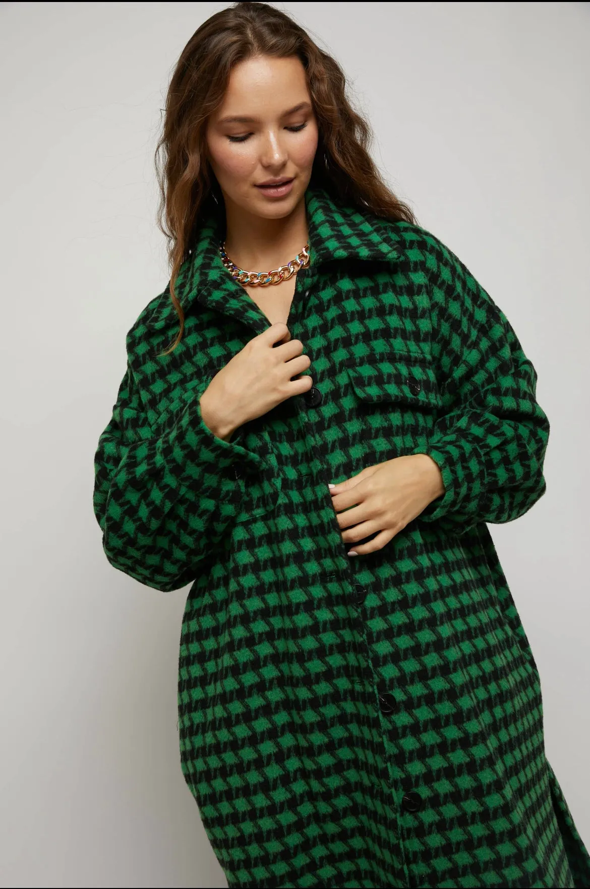 Houndstooth Button Down Me Jacket Women