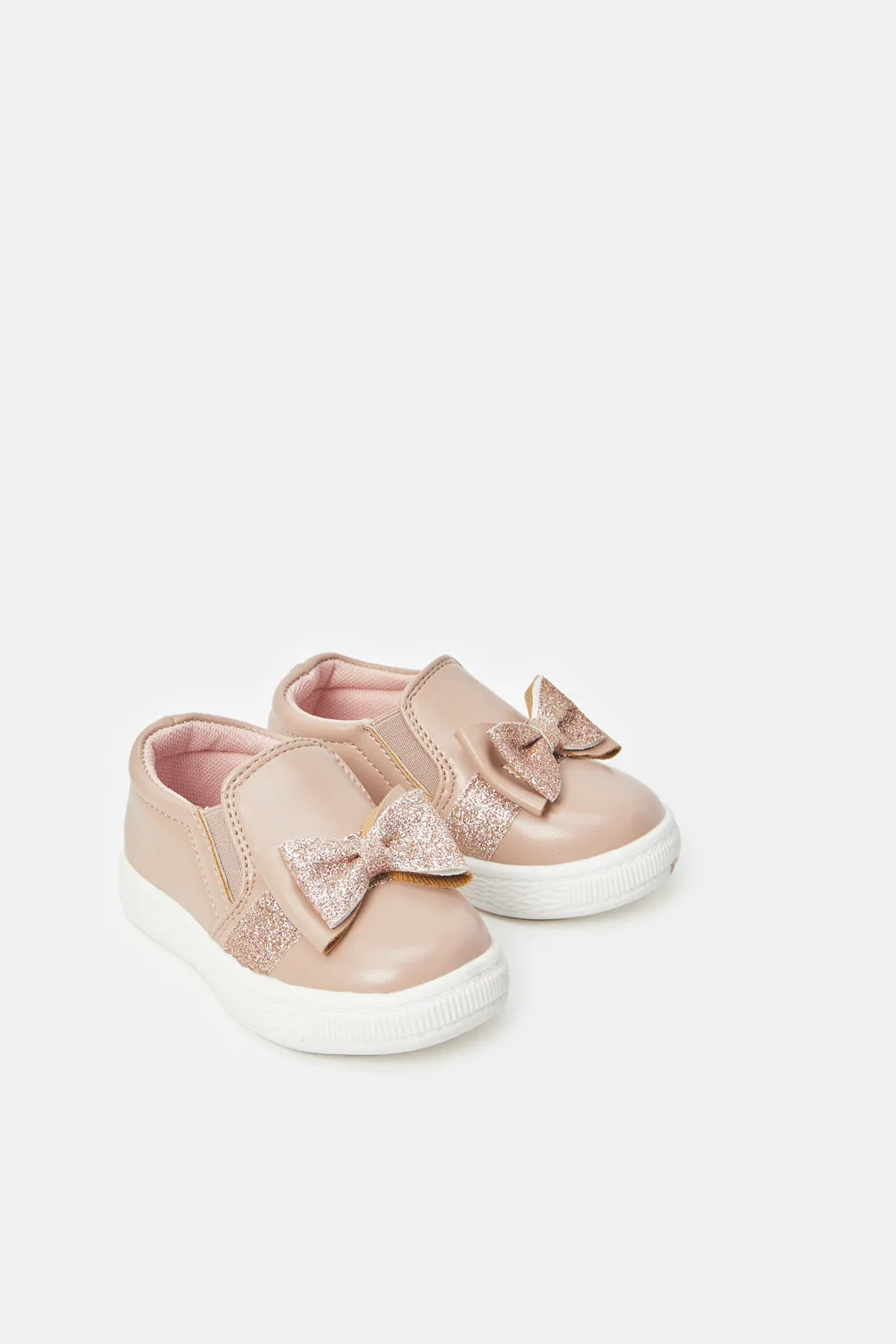 Infant Girls Cream Bow Slip-On Shoes