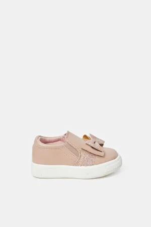 Infant Girls Cream Bow Slip-On Shoes