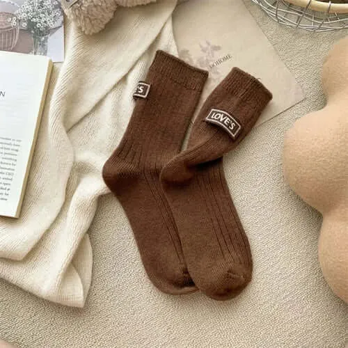 Ins Middle Tube Mid-Tube Socks Keep Warm Knitted Snow Boot Socks Solid