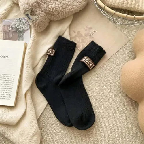 Ins Middle Tube Mid-Tube Socks Keep Warm Knitted Snow Boot Socks Solid