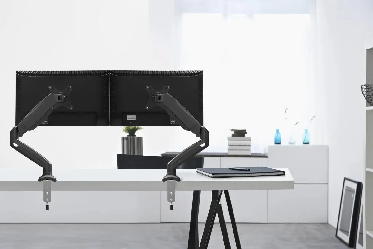 Interactive Dual Single Monitor Arm Black - Pear Shaped