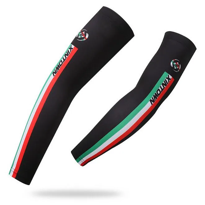 Italy Black Three Stripes Cycling Arm Warmers