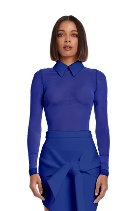 Jada Mesh Collar Top Sapphire