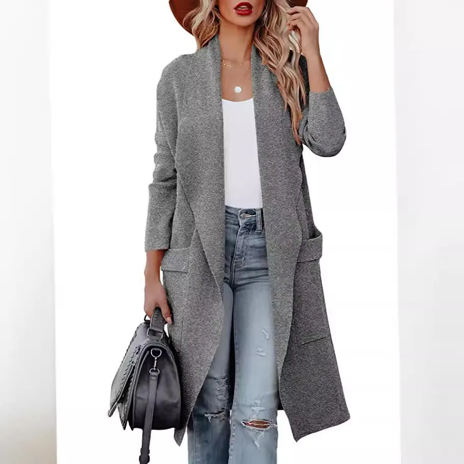 Joskaa business casual outfits for women Autumn and Winter 2024 Women's New Casual Long Solid Color Warm Overcoat Jacket