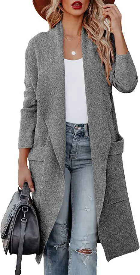 Joskaa business casual outfits for women Autumn and Winter 2024 Women's New Casual Long Solid Color Warm Overcoat Jacket