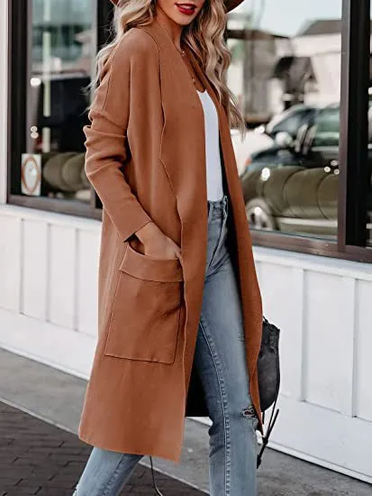 Joskaa business casual outfits for women Autumn and Winter 2024 Women's New Casual Long Solid Color Warm Overcoat Jacket