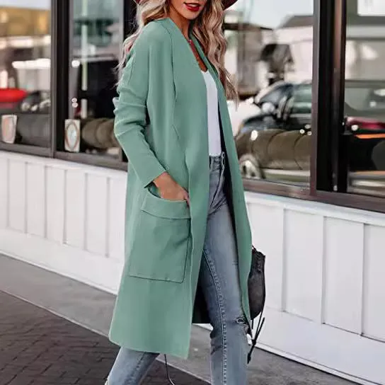 Joskaa business casual outfits for women Autumn and Winter 2024 Women's New Casual Long Solid Color Warm Overcoat Jacket