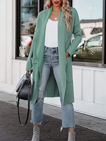 Joskaa business casual outfits for women Autumn and Winter 2024 Women's New Casual Long Solid Color Warm Overcoat Jacket