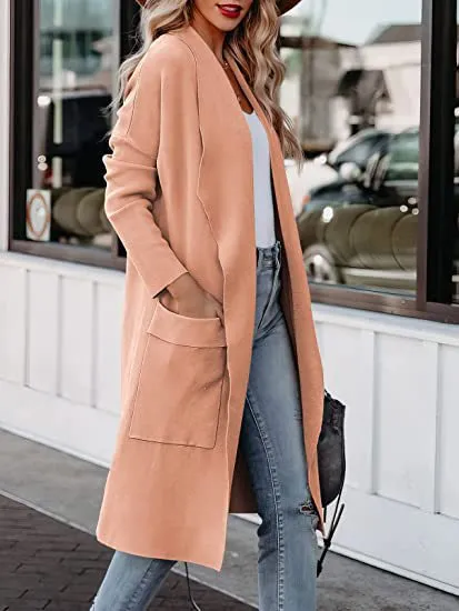 Joskaa business casual outfits for women Autumn and Winter 2024 Women's New Casual Long Solid Color Warm Overcoat Jacket