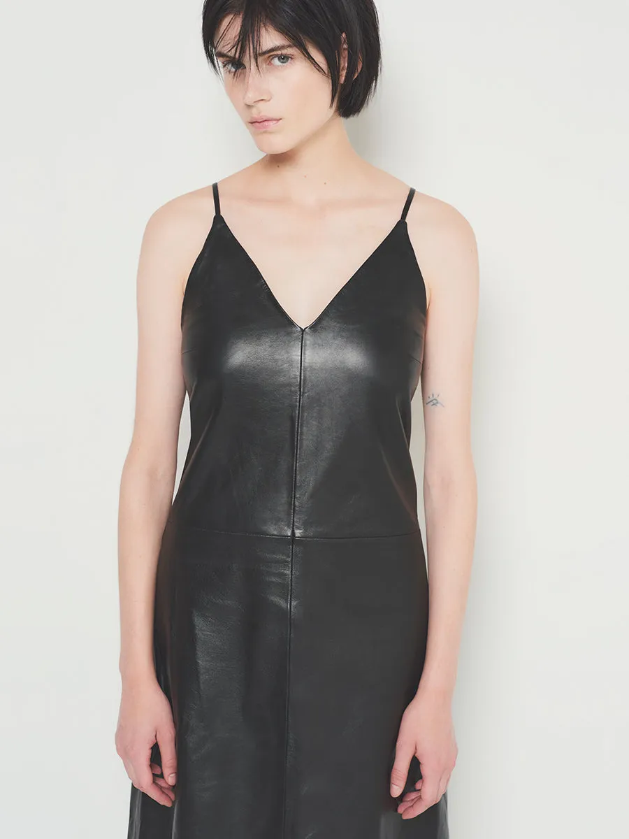 KAT UPCYCLED LEATHER SLIP DRESS