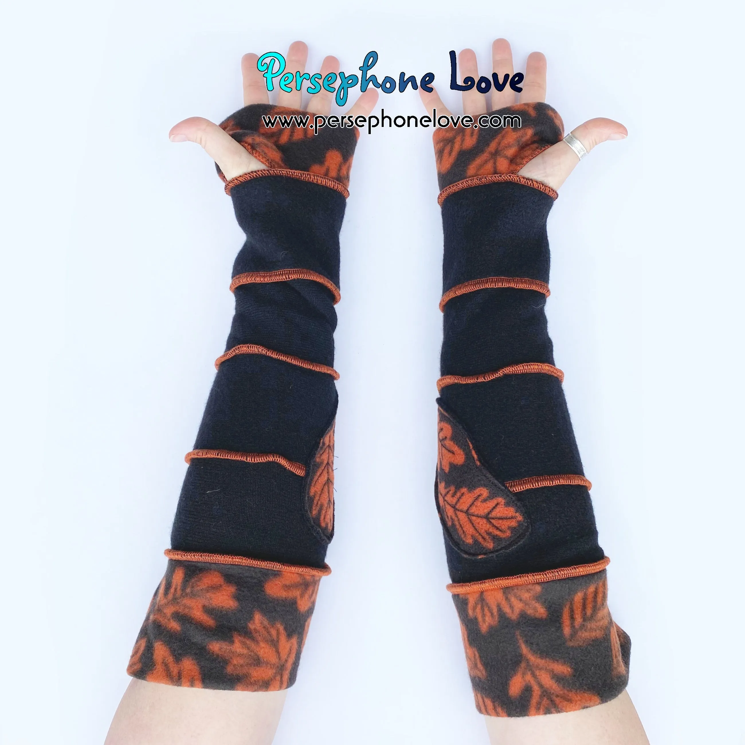 Katwise inspired needle-felted 100% cashmere upcycled sweater arm warmers -1748