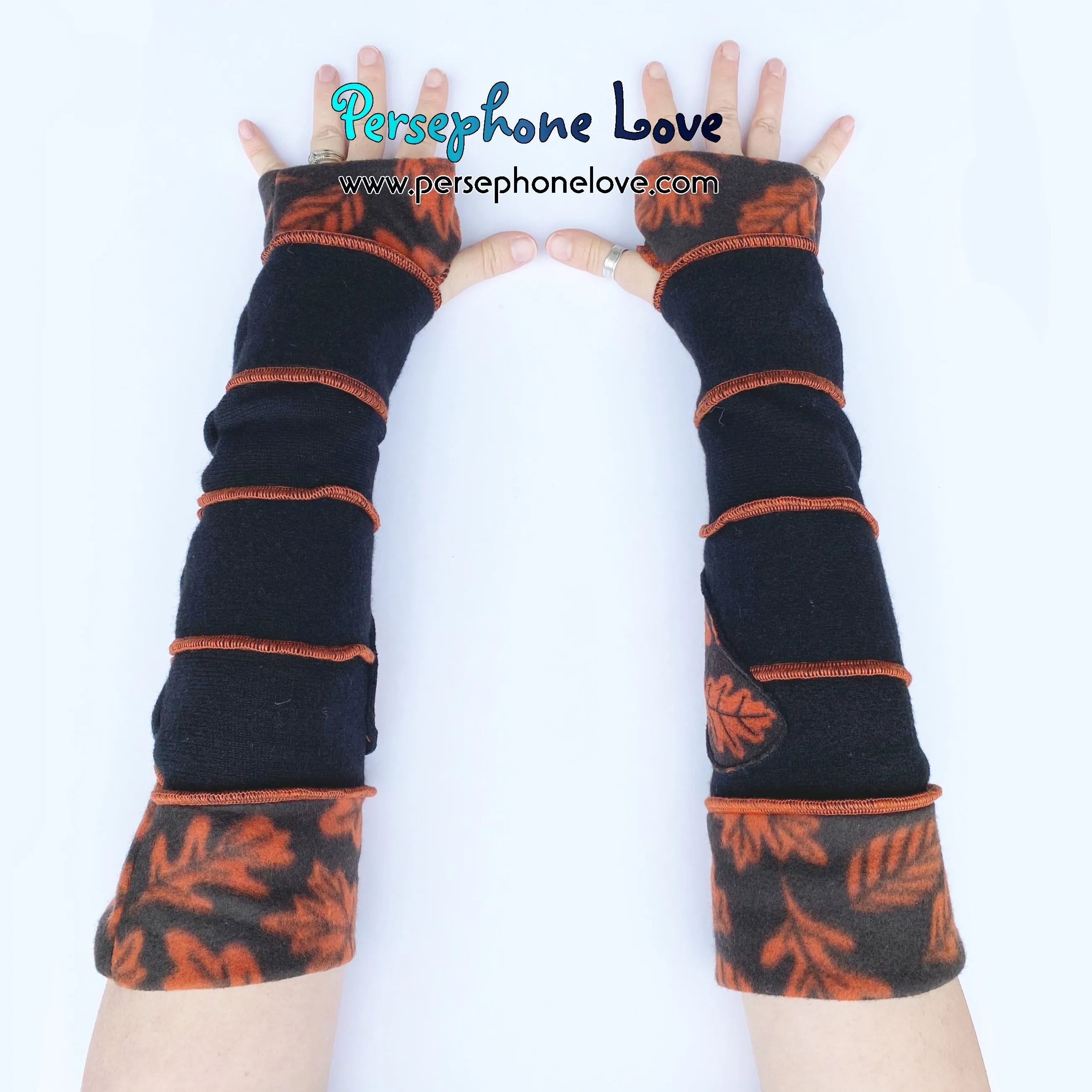 Katwise inspired needle-felted 100% cashmere upcycled sweater arm warmers -1748