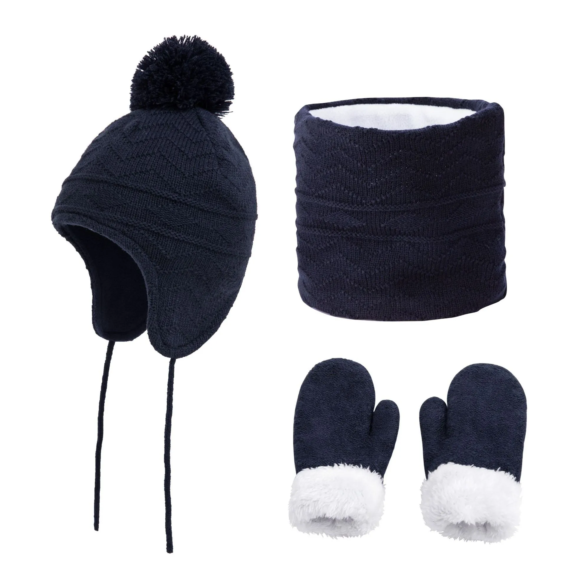 Kids Hats Winter Three-piece Suit 1-3 Years Old 4-6 Years Old  Girl Child  Boy Child  Cashmere Fashion Colors Plus Velvet Warm