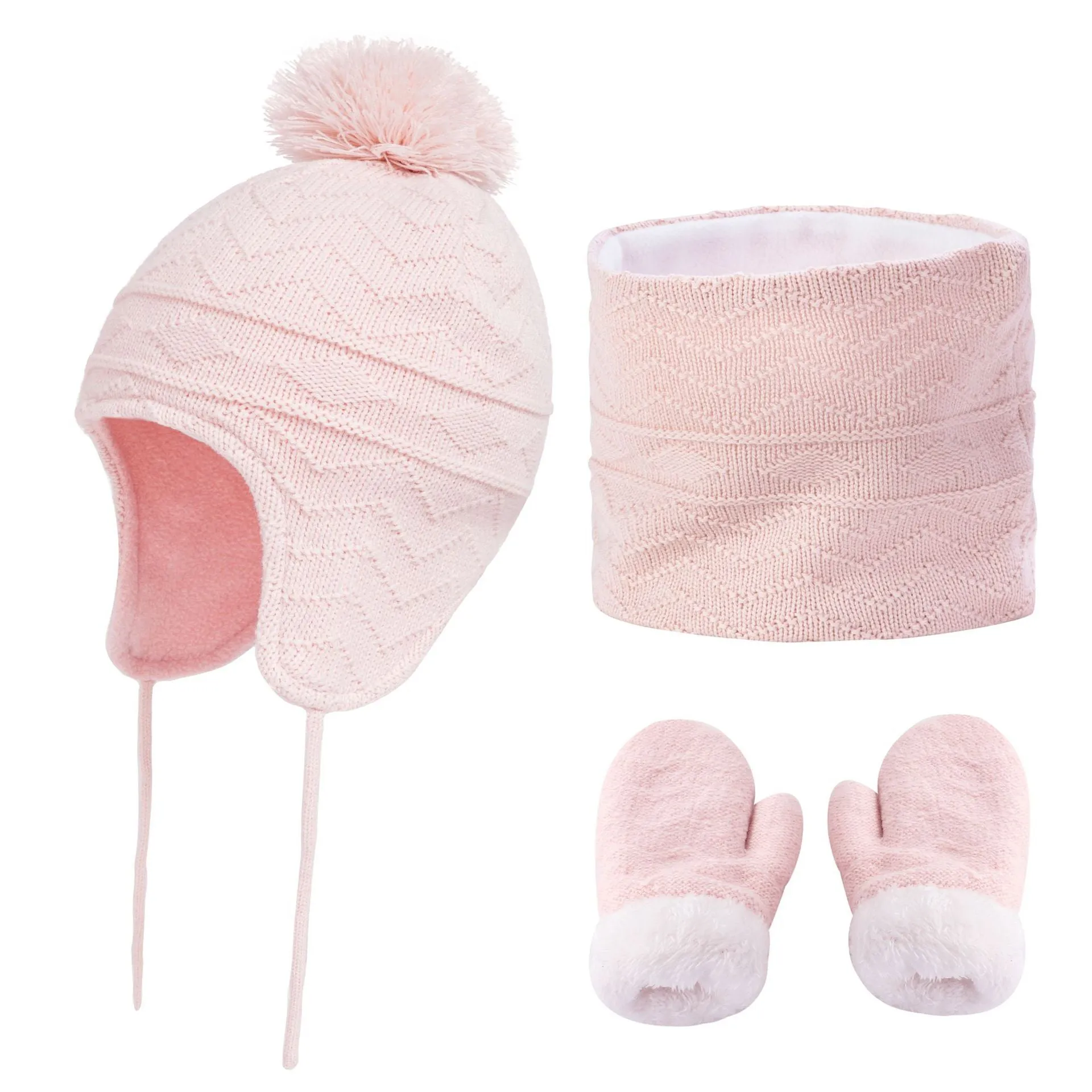 Kids Hats Winter Three-piece Suit 1-3 Years Old 4-6 Years Old  Girl Child  Boy Child  Cashmere Fashion Colors Plus Velvet Warm