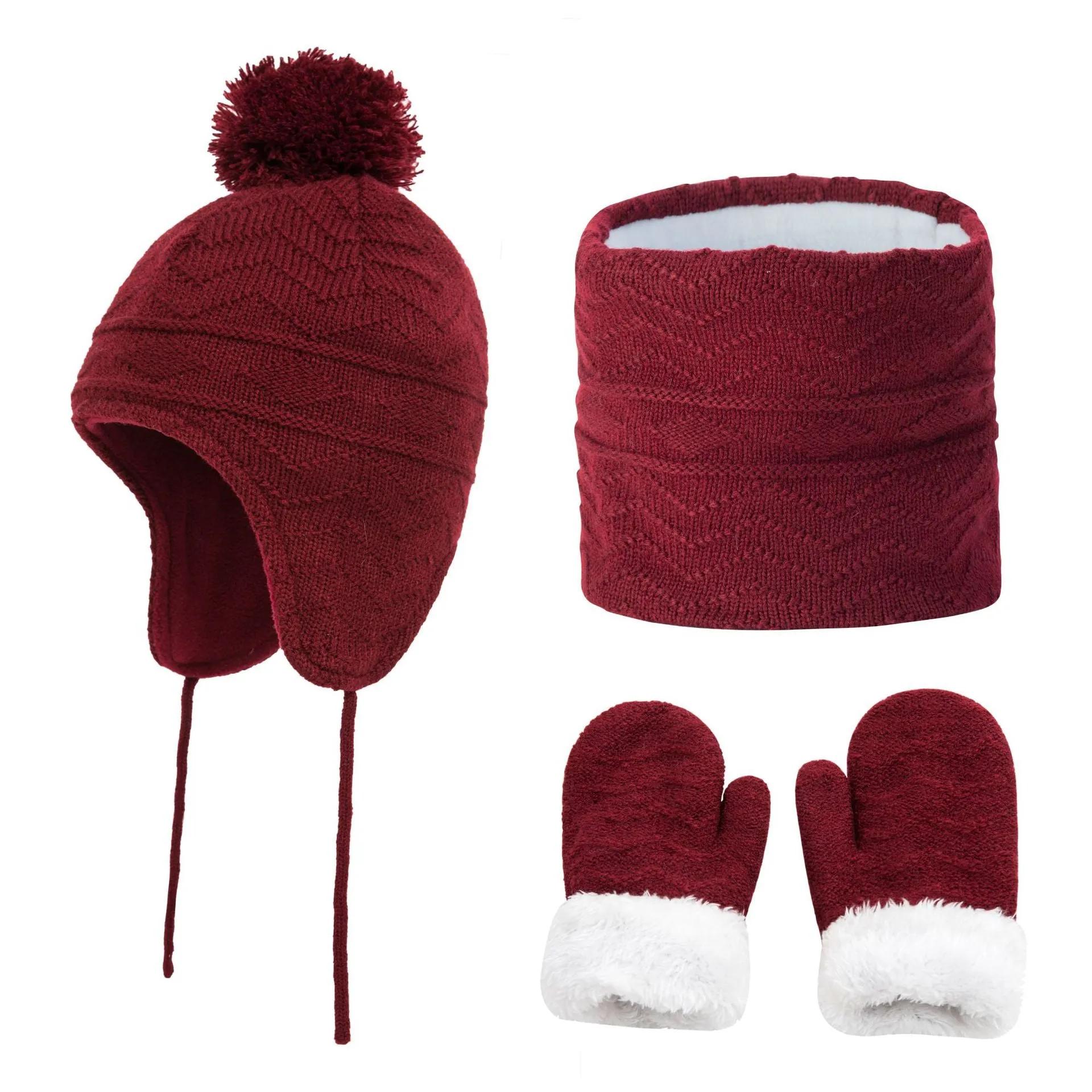 Kids Hats Winter Three-piece Suit 1-3 Years Old 4-6 Years Old  Girl Child  Boy Child  Cashmere Fashion Colors Plus Velvet Warm