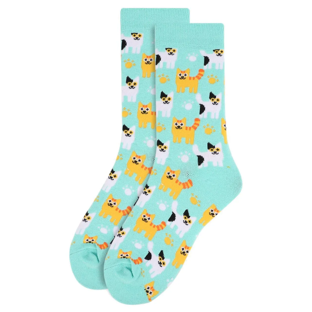 Kitten Cats All Over Crew Socks, 2 Colors, Quality, Unisex