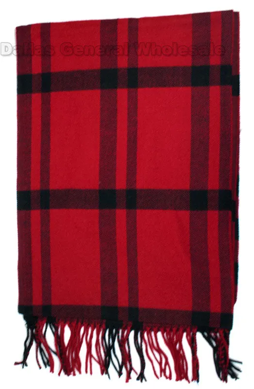 Ladies Red Cashmere Feel Scarf Wholesale