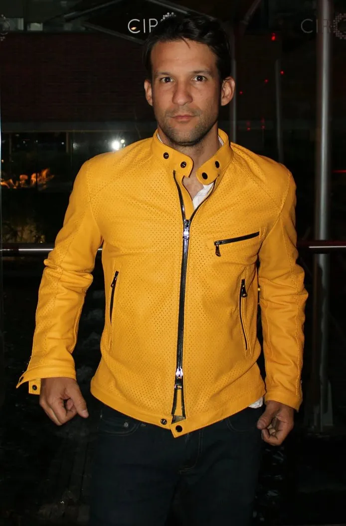 LAMAR Leather Jacket - Perforated - Yellow -