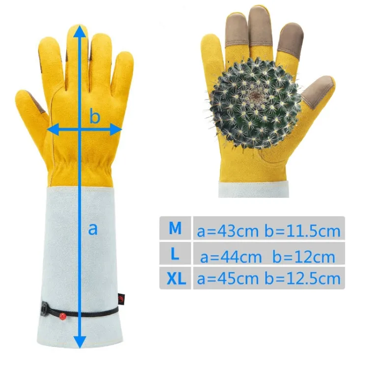 Leather Extended Thick Gardening Gloves Welder Work Gloves, Specification: Gold White M