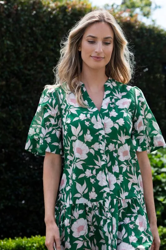 Lena Dress - Vintage Green Floral