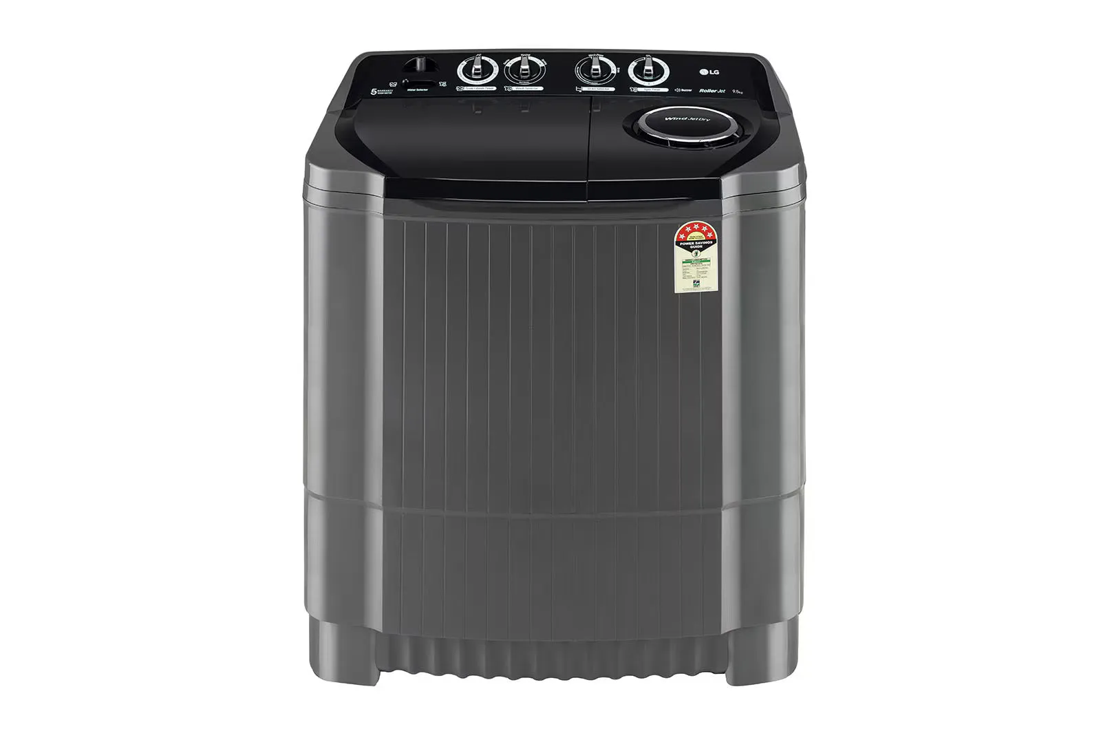 LG P9555SKAZ 9.5Kg, Semi Automatic Top Load Washing Machine, , Roller Jet Pulsator   Soak, Rat Away, Middle Black)