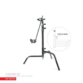 Matthews Hollywood Chrome 20" C Stand with Detachable Turtle Base, Grip Head and 20" Arm - 5.25' (1.6m)