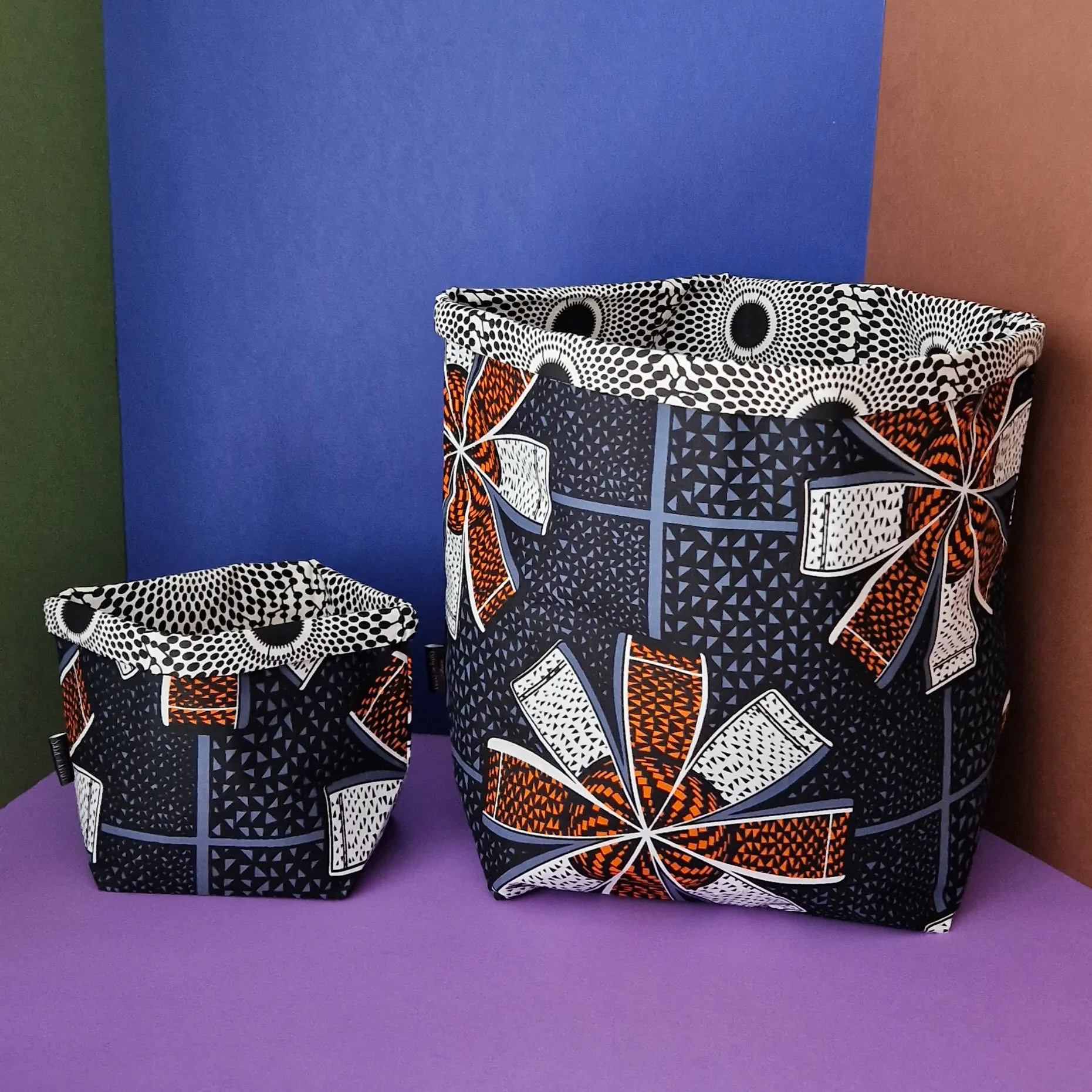 Medium Basket - Grey and Orange