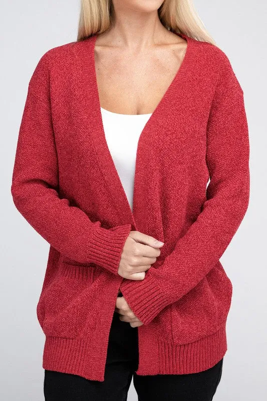 *Melange Open Front Sweater Cardigan