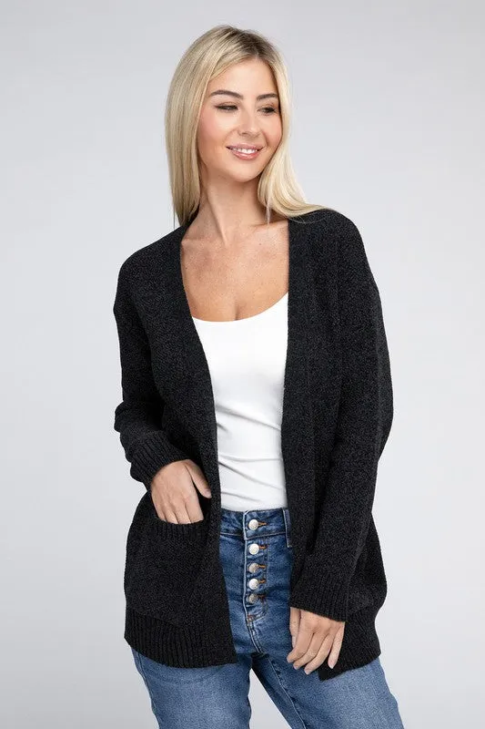 *Melange Open Front Sweater Cardigan